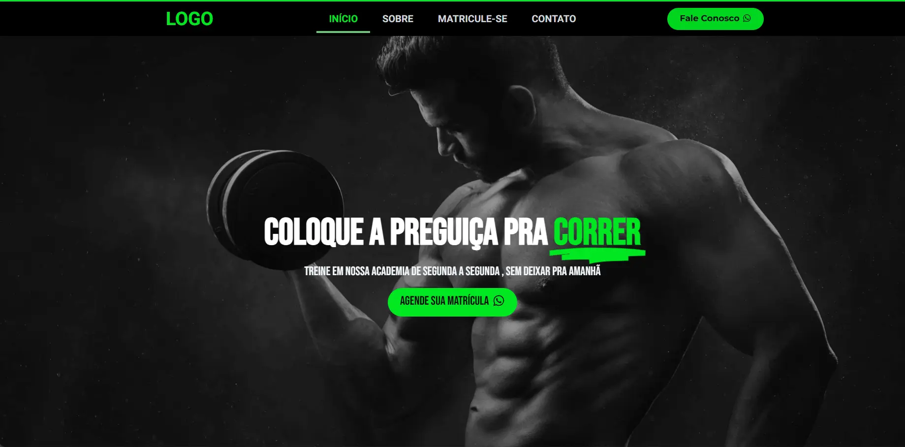 capa portifólio site de academia